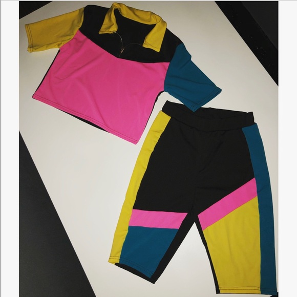 Color Block 2 Piece Short Set - Picture 2 of 2